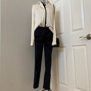 New Elie Tahari silk blouse with black trim XS